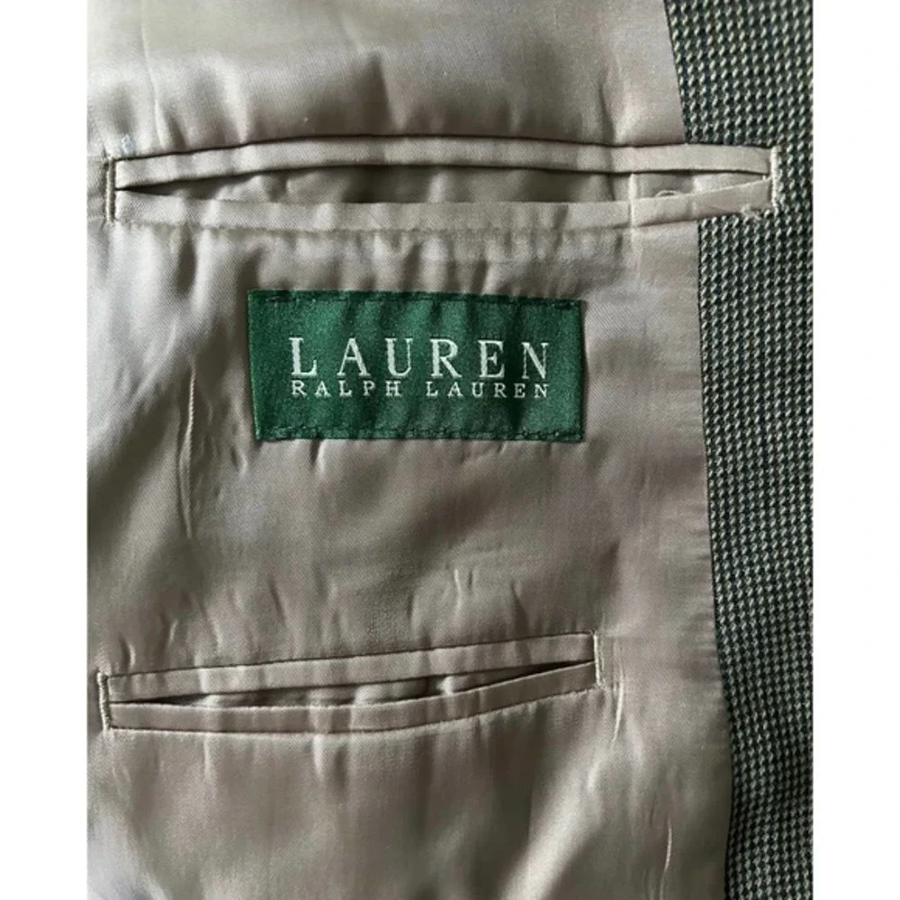 Lauren‎ Ralph Lauren Size 44L 100% Wool Blazer Jacket Houndstooth